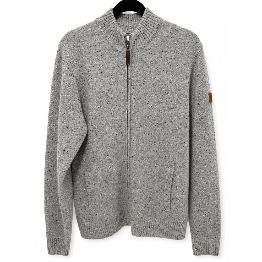 Cloudveil Mountain Works Mens L Wool Full Zip Sweater Jacket Gray Speckled